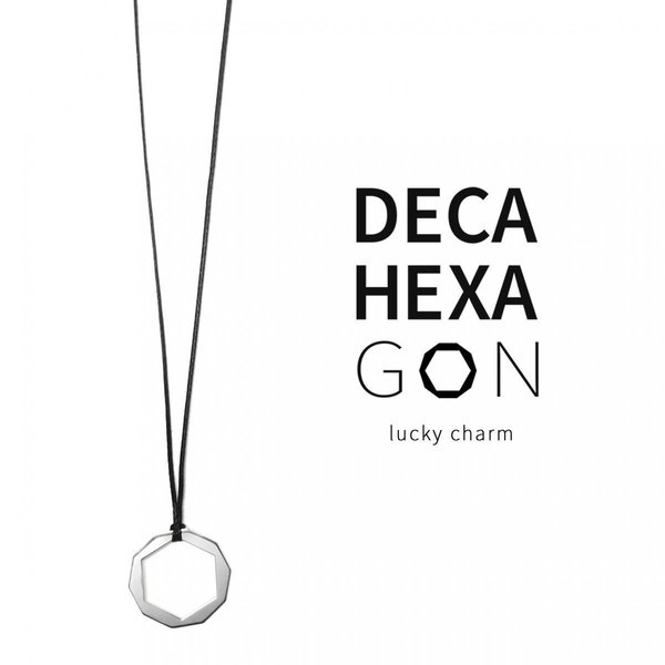 deca/hexa/gon Necklace- Lucky Charm 2016 - ασήμι, κερωμένα κορδόνια, γούρι, γυναικεία, επιχρυσωμένα, ασήμι 925, ανδρικά - 2
