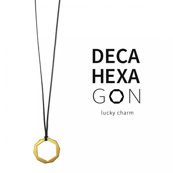 deca/hexa/gon Necklace- Lucky Charm 2016 - γούρι, ανδρικά, γυναικεία, ασήμι, κερωμένα κορδόνια, ασήμι 925, επιχρυσωμένα - 2