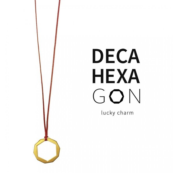 deca/hexa/gon Necklace- Lucky Charm 2016 - γούρι, ανδρικά, γυναικεία, ασήμι, κερωμένα κορδόνια, ασήμι 925, επιχρυσωμένα - 2