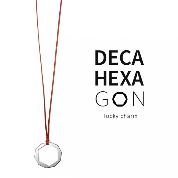 deca/hexa/gon Necklace- Lucky Charm 2016 - ασήμι, κερωμένα κορδόνια, γούρι, γυναικεία, επιχρυσωμένα, ασήμι 925, ανδρικά - 2
