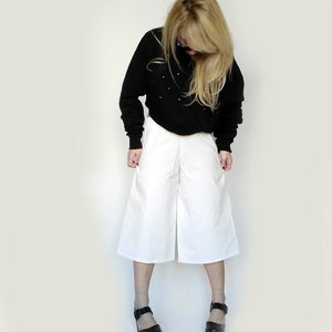 White Culottes - ύφασμα, fashion, midi, χειροποίητα