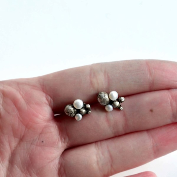 Fresh water pearl - ασήμι, chic, κλασσικό, μοντέρνο, μαργαριτάρι, ασήμι 925, πουά - 3