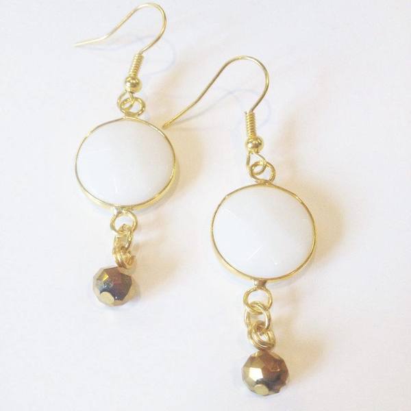 LARA ART White/gold Semi-precious stone earrings - ημιπολύτιμες πέτρες, faux bijoux