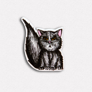 Disapproving cat brooch - πλαστικό, χειροποίητα