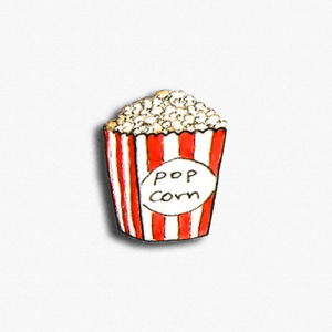 Popcorn brooch - ζωγραφισμένα στο χέρι, πλαστικό, μέταλλο, χειροποίητα