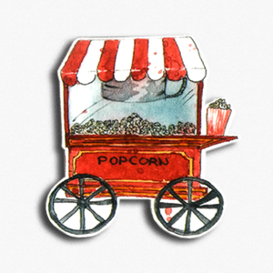 Popcorn cart brooch - πλαστικό, μέταλλο, χειροποίητα