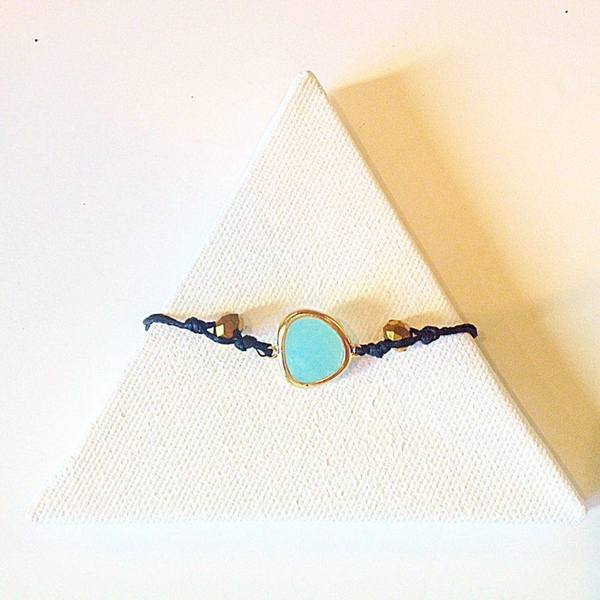 LARA ART Tirquoise bracelet - ημιπολύτιμες πέτρες, charms, κορδόνια, romantic, αυξομειούμενα - 2