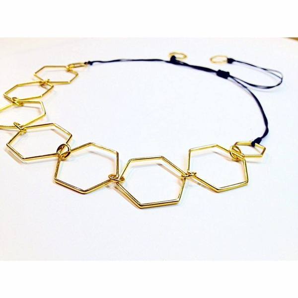 De.L'art Polygon necklace - επιχρυσωμένα, μακρύ, κοντά, κρεμαστά, αυξομειούμενα - 2
