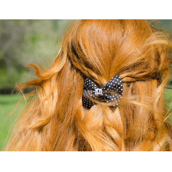 Hair Bow Clips - κοκκαλάκι, ύφασμα, φιόγκος - 2