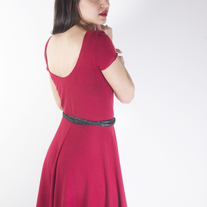 Φορεμα στο χρώμα του κερασιού - ελαστικό, mini - 2