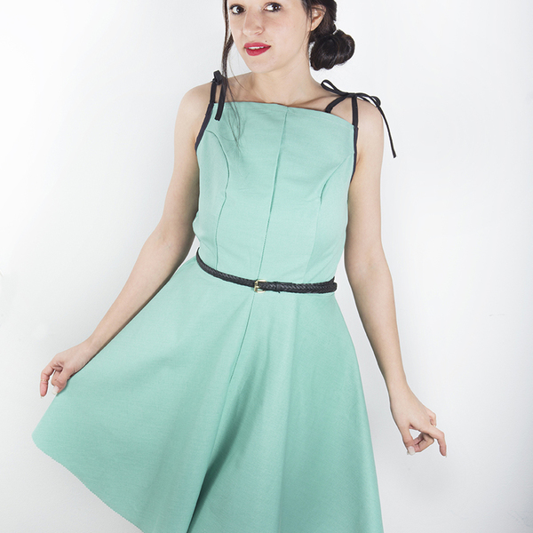 φόρεμα Audrey στο χρώμα της μέντας - vintage, midi