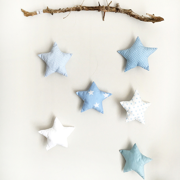 Ξύλινο διακοσμητικό τοίχου αστέρια - ύφασμα, διακοσμητικό, ξύλο, αγόρι, αστέρι, μόμπιλε, για παιδιά