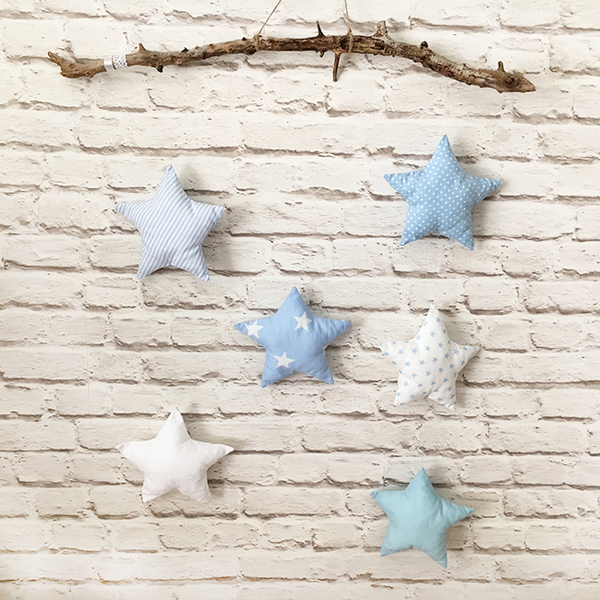 Ξύλινο διακοσμητικό τοίχου αστέρια - ύφασμα, διακοσμητικό, ξύλο, αγόρι, αστέρι, μόμπιλε, για παιδιά - 2