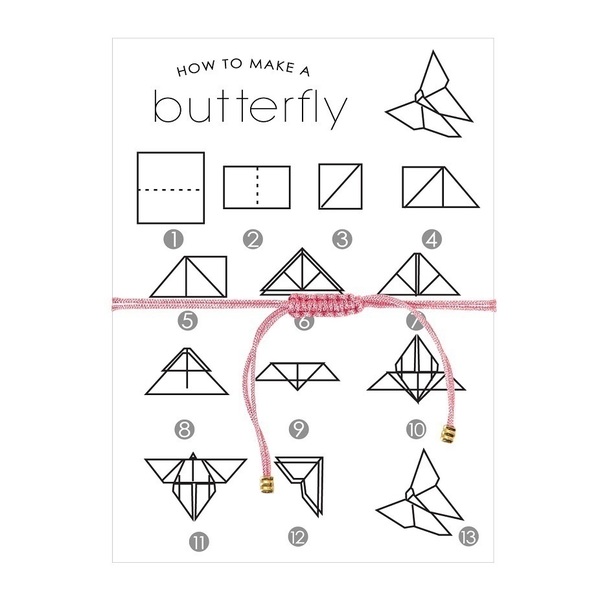 Origami Butterfly - charms, επιχρυσωμένα, κορδόνια, πεταλούδα, minimal, αυξομειούμενα - 2