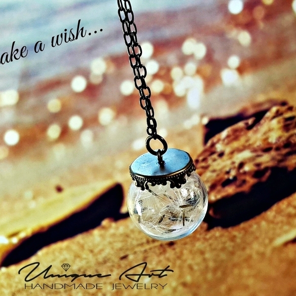 Dandelion Necklace, Make a Wish!! - ασήμι, αλυσίδες, καλοκαιρινό, boho, faux bijoux - 2