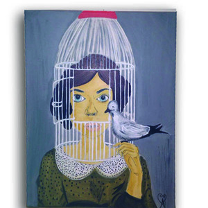 think out the cage - ζωγραφισμένα στο χέρι, πίνακες & κάδρα, καμβάς, επιτοίχιο, διακόσμηση, ακρυλικό, πίνακες ζωγραφικής