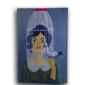 think out the cage - ζωγραφισμένα στο χέρι, πίνακες & κάδρα, καμβάς, επιτοίχιο, διακόσμηση, ακρυλικό, πίνακες ζωγραφικής - 3