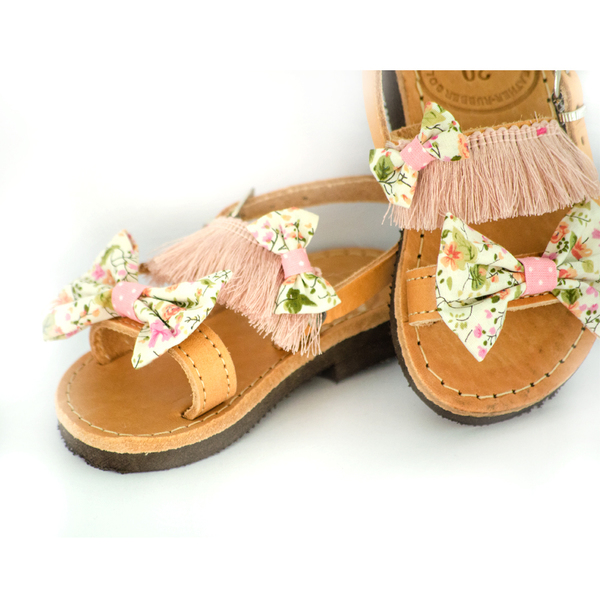 #Flamenco Beach# Baby Sandals - δέρμα, φιόγκος, chic, μοντέρνο, κορίτσι, πουά, χειροποίητα, φλοράλ, romantic, για παιδιά - 2