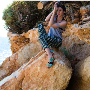 #Karma Beach# & #Βinalong Βay# Sandals - δέρμα, ημιπολύτιμες πέτρες, καλοκαιρινό, με φούντες, σανδάλι, κοχύλι, pom pom, χειροποίητα, πέτρες, boho, ethnic, ankle strap - 5