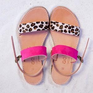 apostasy fucshia - animal print, handmade, fashion, σανδάλι, χειροποίητα, ankle strap