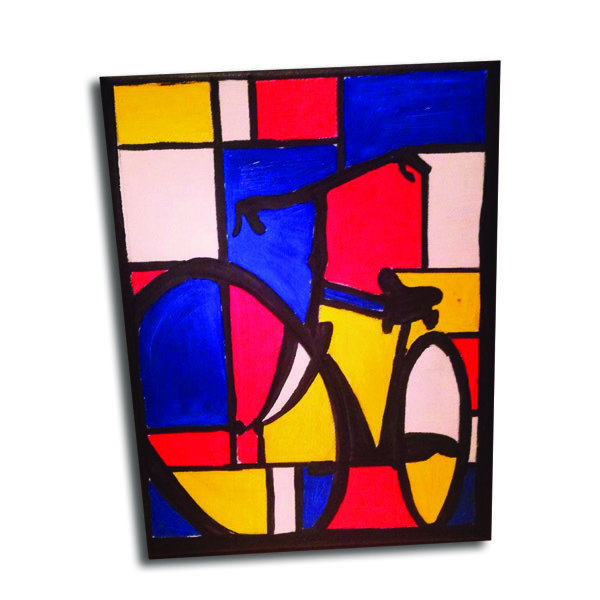 geometrical bike - διακοσμητικό, ζωγραφισμένα στο χέρι, ιδιαίτερο, πίνακες & κάδρα, καμβάς, επιτοίχιο, σπίτι, διακόσμηση, decor, τοίχου, ακρυλικό, γεωμετρικά σχέδια, πίνακες ζωγραφικής - 2