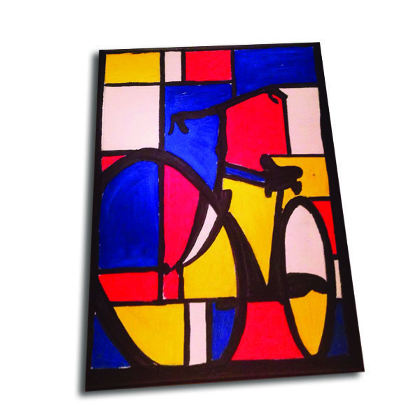 geometrical bike - διακοσμητικό, ζωγραφισμένα στο χέρι, ιδιαίτερο, πίνακες & κάδρα, καμβάς, επιτοίχιο, σπίτι, διακόσμηση, decor, τοίχου, ακρυλικό, γεωμετρικά σχέδια, πίνακες ζωγραφικής - 3