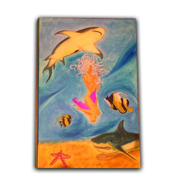 underwater - διακοσμητικό, ζωγραφισμένα στο χέρι, ιδιαίτερο, πίνακες & κάδρα, καμβάς, επιτοίχιο, σπίτι, διακόσμηση, τοίχου, ακρυλικό, πίνακες ζωγραφικής - 2