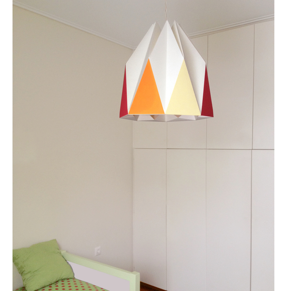 Χάρτινο καπέλο λάμπας origami large - χαρτί, δώρο, γεωμετρικά σχέδια, για παιδιά, οροφής - 2