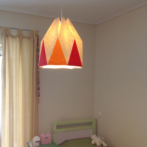 Χάρτινο καπέλο λάμπας origami large - χαρτί, δώρο, origami, γεωμετρικά σχέδια, για παιδιά, οροφής - 3