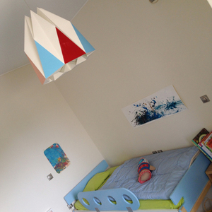 χάρτινο καπέλο λάμπας origami large b - χαρτί, origami, γεωμετρικά σχέδια, για παιδιά, οροφής - 4