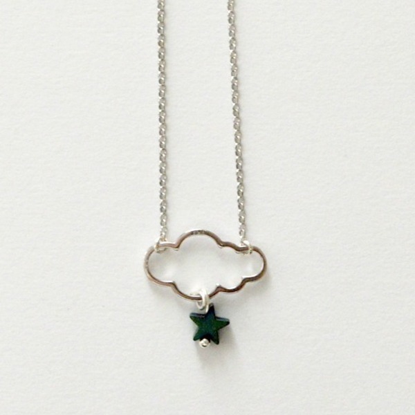 Xoutou's Silver Line Necklace Cloud - αλυσίδες, γυναικεία, επιχρυσωμένα, ασήμι 925, μακρύ, αστέρι, γεωμετρικά σχέδια, κοντά, κρεμαστά