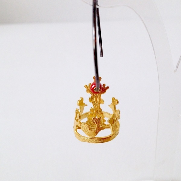 σκουλαρίκια "Hydra crown" - chic, επιχρυσωμένα, ορείχαλκος, ασήμι 925, χάντρες - 3