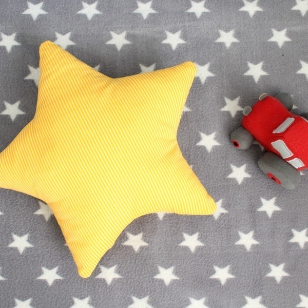 Μαξιλάρι κίτρινο αστέρι - ύφασμα, βαμβάκι, ριγέ, αστέρι, για παιδιά, μαξιλάρια - 3