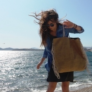 Tσάντα θαλάσσης με κρόσσια - ώμου, customized, χειροποίητα, μεγάλες, boho, κρόσσια, θαλάσσης, φθηνές - 5