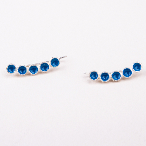 Colored Smile earrings - χρωματιστό, επιχρυσωμένα, ασήμι 925, σμάλτος, πλάτης, χειροποίητα - 4