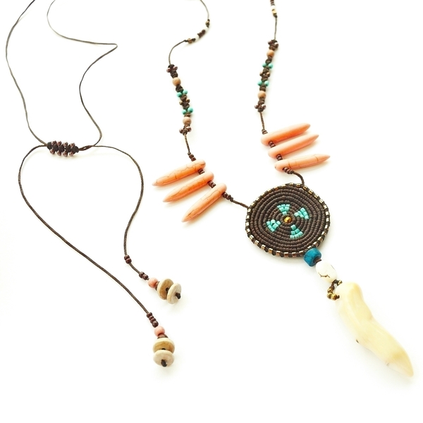 Cherokee necklace v.2, μακραμε Boho κολιέ με χαολιτη - ημιπολύτιμες πέτρες, fashion, κερωμένα κορδόνια, γυναικεία, καλοκαίρι, χαολίτης, μακρύ, αιματίτης, μακραμέ, χειροποίητα, χάντρες, μακριά, boho, ethnic