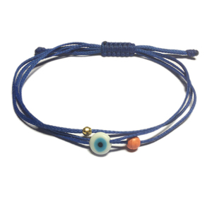 Evil Eye Bracelet Summer Edition - ασήμι, κερωμένα κορδόνια, γυναικεία, επιχρυσωμένα, ασήμι 925, χαολίτης, ανδρικά, μάτι