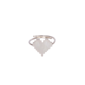 "Pixel heart" II silver - ασήμι 925, καρδιά, minimal, μικρά, boho, rock, δώρα αγίου βαλεντίνου, αυξομειούμενα, δώρα για γυναίκες, φθηνά