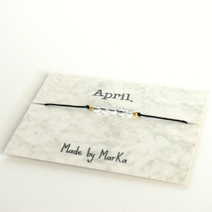 April birthstone bracelet - chic, handmade, δώρο, κορδόνια, χειροποίητα, χάντρες, minimal, αυξομειούμενα