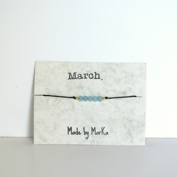 March birthstone bracelet - chic, handmade, νεφρίτης, δώρο, κορδόνια, χειροποίητα, χάντρες, minimal, αυξομειούμενα - 2