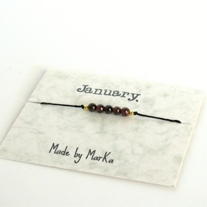 January birthstone bracelet - chic, handmade, δώρο, κορδόνια, χειροποίητα, χάντρες, minimal, αυξομειούμενα