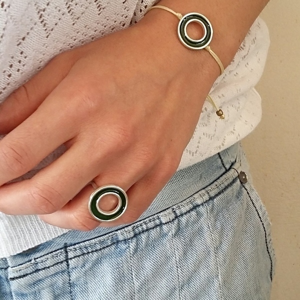 Wheel Bracelet-Ασημένιο Βραχιόλι Κύκλος Με Σμάλτο - χρωματιστό, επιχρυσωμένα, ασήμι 925, σμάλτος, κύκλος, κορδόνια, χειροποίητα - 2