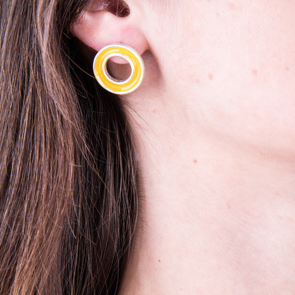 Wheel Earrings-Ασημένια Σκουλαρίκια Κύκλος Με Σμάλτο - χρωματιστό, μοντέρνο, επιχρυσωμένα, ασήμι 925, σμάλτος, κύκλος, χειροποίητα, δώρα για γυναίκες - 2