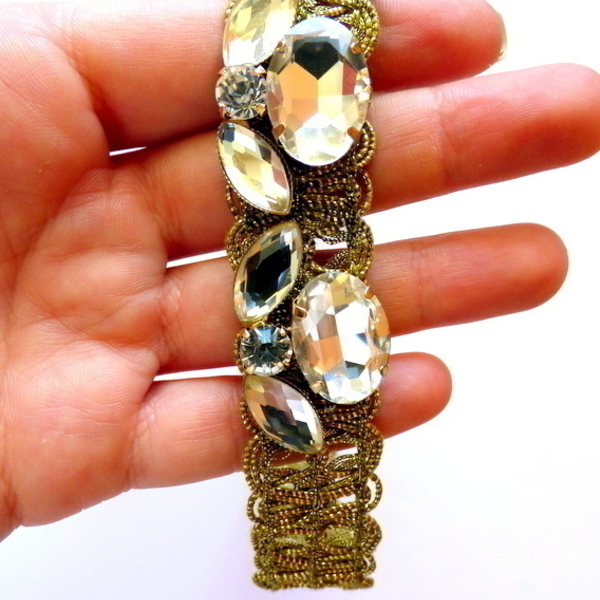 Choker Golden Lace - ημιπολύτιμες πέτρες, handmade, δαντέλα, vintage, κρύσταλλα, τσόκερ, χειροποίητα, romantic - 3