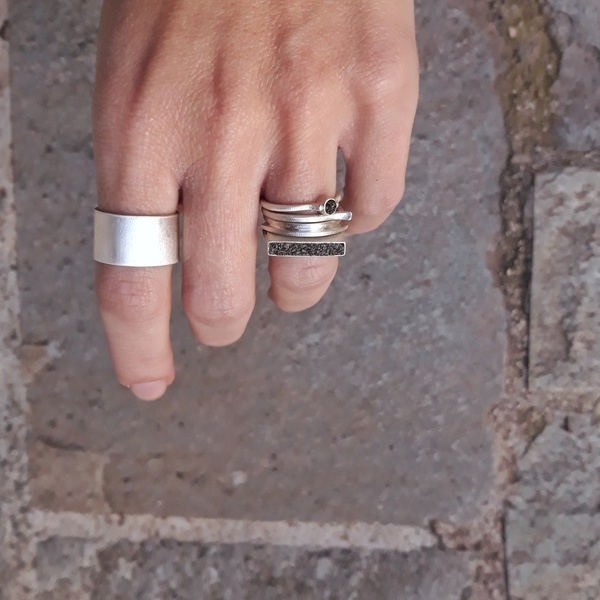 ○ Kimolos | δαχτυλίδι από ασήμι 925 και άμμο| ελληνικά νησιά - statement, ασήμι, μοναδικό, μοντέρνο, καλοκαίρι, ασήμι 925, ασήμι 925, δαχτυλίδι, rock - 4