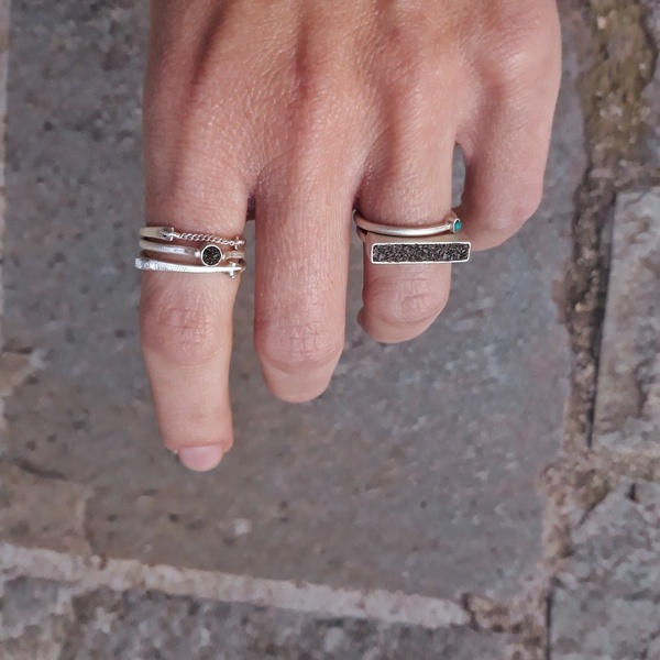 ○ Kimolos | δαχτυλίδι από ασήμι 925 και άμμο| ελληνικά νησιά - statement, ασήμι, μοναδικό, μοντέρνο, καλοκαίρι, ασήμι 925, ασήμι 925, δαχτυλίδι, rock - 3