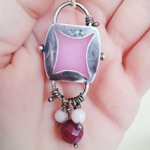 Pink jade earrings - Χειροποίητα ασημένια (.925) σκουλαρίκια με ημιπολύτιμες πέτρες ροζ νεφρίτη - statement, ημιπολύτιμες πέτρες, chic, handmade, fashion, ασήμι 925, νεφρίτης, σκουλαρίκια, χειροποίητα - 5