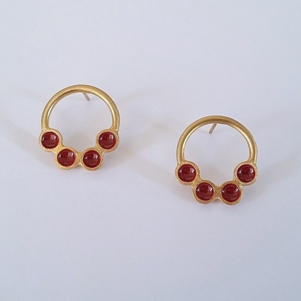Gold Plated Eclipse Earrings - πολύχρωμο, χρωματιστό, επιχρυσωμένα, ασήμι 925, σμάλτος, χειροποίητα