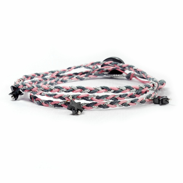 3Stars braided bracelets - fashion, πλεκτό, γυναικεία, αστέρι, αιματίτης, κορδόνια, χειροποίητα, romantic, σταθερά, πολύσειρα - 2