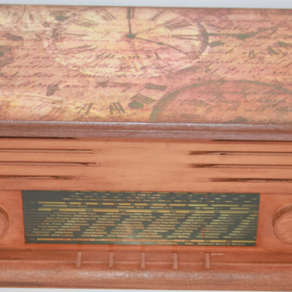 Ράδιο Ξύλινο κουτί με vintage διακόσμηση - ντεκουπάζ, οργάνωση & αποθήκευση, κουτιά αποθήκευσης